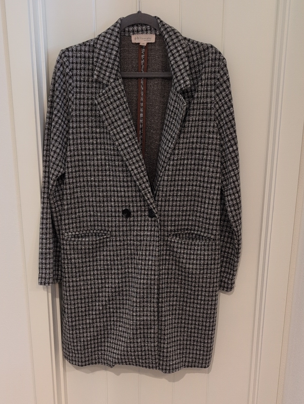 Philosophy Browm & Grey Houndstooth Trench Coat